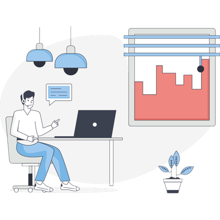 Menino está fazendo aula online  Ilustração
