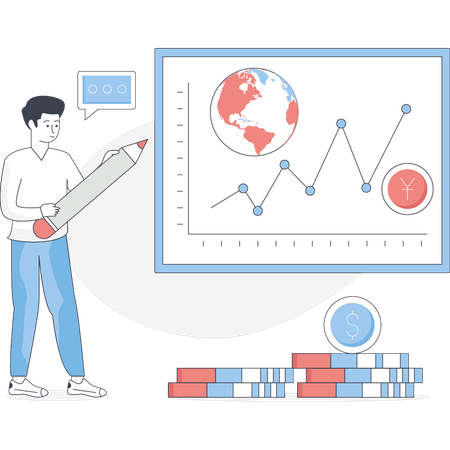 Menino está fazendo economia mundial  Illustration