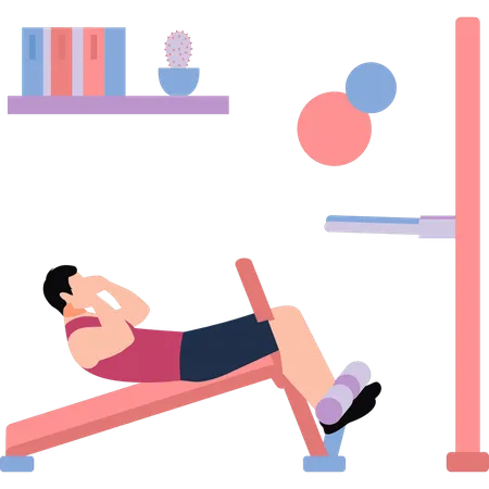 O menino está fazendo exercício  Ilustração