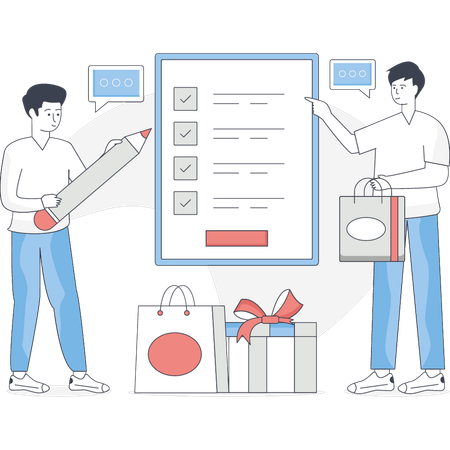 Menino está fazendo lista de verificação de vendas  Illustration