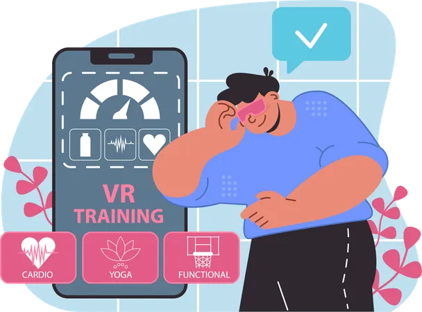 O menino está fazendo treinamento em VR  Ilustração