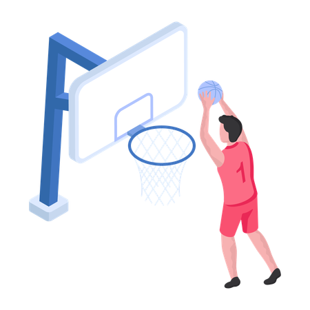 O menino está jogando basquete  Ilustração