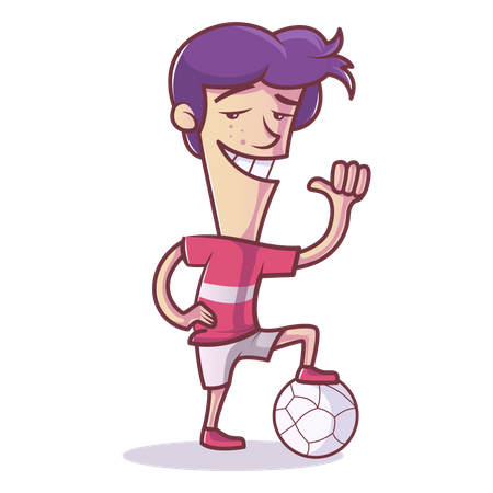 O menino está jogando futebol  Ilustração