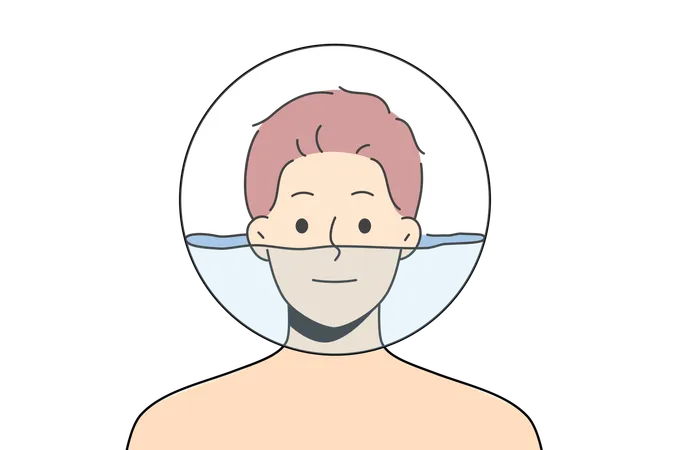 O menino está mergulhando na piscina  Ilustração