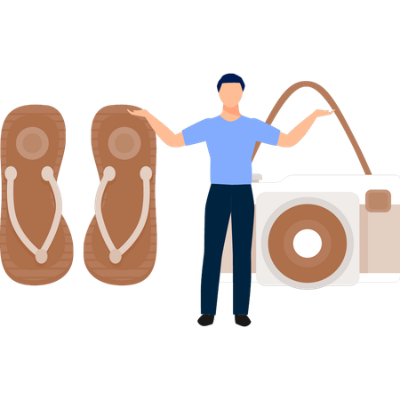 O menino está mostrando a câmera  Ilustração