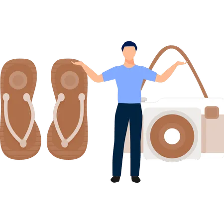 O menino está mostrando a câmera  Ilustração