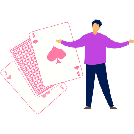 O menino está mostrando as cartas de espadas  Ilustração