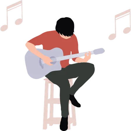 Menino está tocando guitarra  Illustration