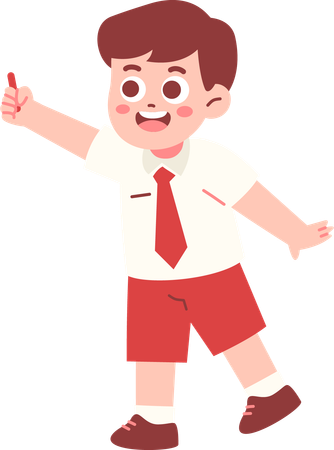 Menino estudante escrevendo com giz  Ilustração