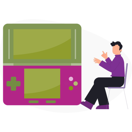 Menino explicando programador de jogos  Ilustração