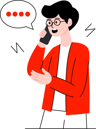 Garoto falando no telefone  Illustration