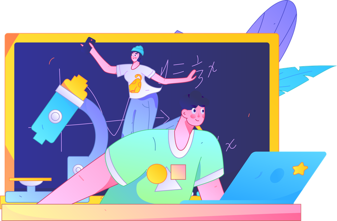 Menino fazendo aula on-line  Ilustração