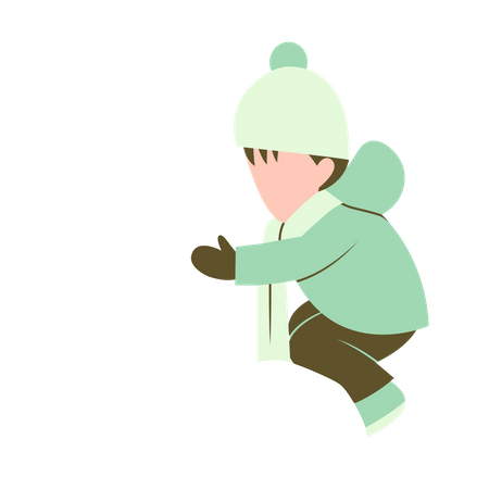 Garotinho fazendo boneco de neve  Ilustração