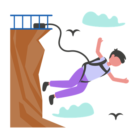 Menino fazendo bungee jumping  Illustration