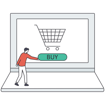 Garoto fazendo compras on-line  Ilustração