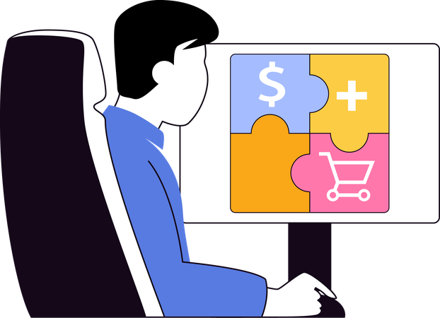 Garoto fazendo compras on-line  Ilustração