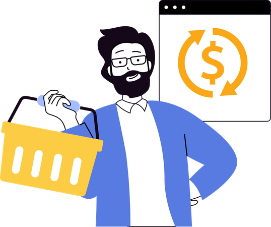 Garoto fazendo compras on-line  Ilustração