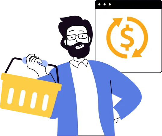 Garoto fazendo compras on-line  Ilustração