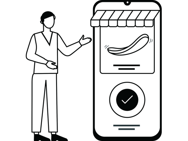 Garoto fazendo compras on-line  Ilustração
