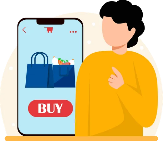 Garoto fazendo compras on-line  Illustration