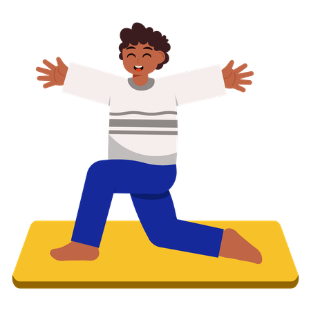 Menino fazendo Yoga Vinyasa  Ilustração