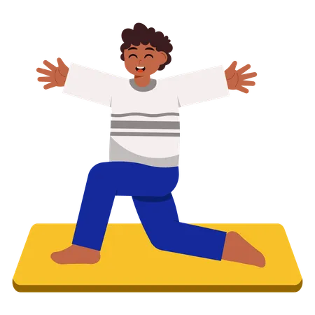 Menino fazendo Yoga Vinyasa  Ilustração