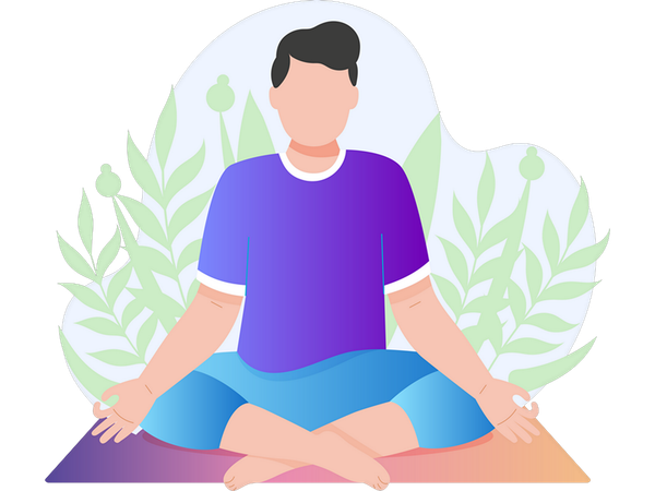 Menino fazendo meditação  Ilustração