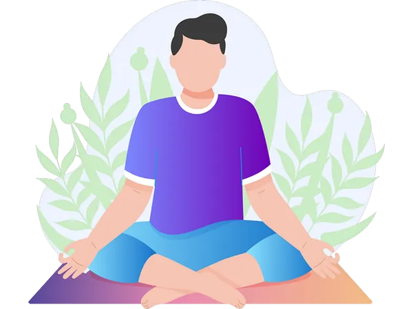 Menino fazendo meditação  Ilustração