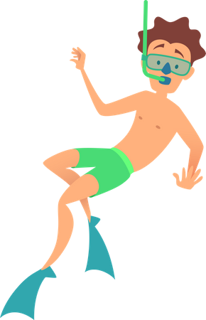 Menino fazendo mergulho  Ilustração
