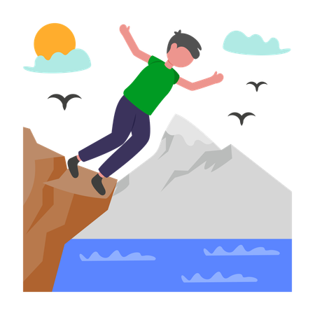 Menino fazendo mergulho de penhasco  Illustration