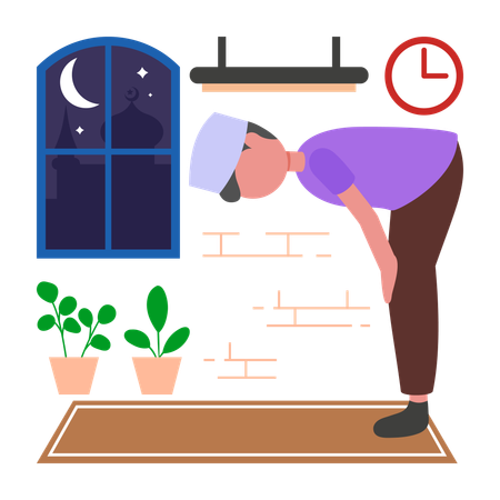 Menino fazendo a Oração Noturna  Ilustração