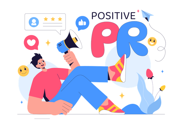 Garoto fazendo relações públicas positivas  Ilustração