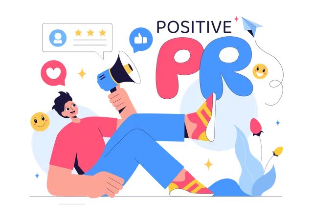 Garoto fazendo relações públicas positivas  Ilustração