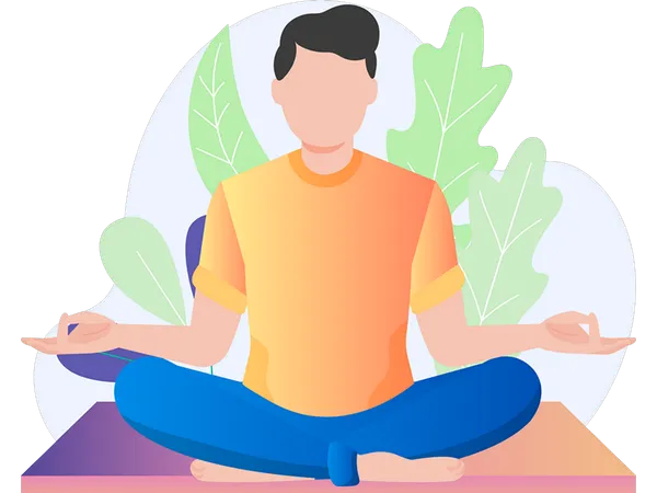 Menino fazendo prática meditativa  Ilustração