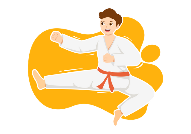 Garoto praticando taekwondo  Ilustração