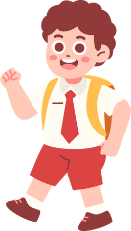 Estudante menino feliz indo para a escola  Ilustração