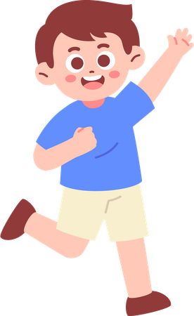 Menino feliz levantando a mão  Ilustração