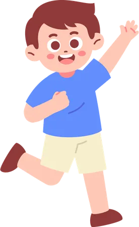 Menino feliz levantando a mão  Ilustração