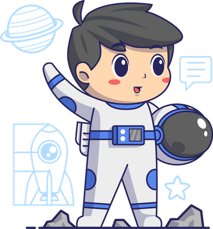 Lindo garoto astronauta  Ilustração