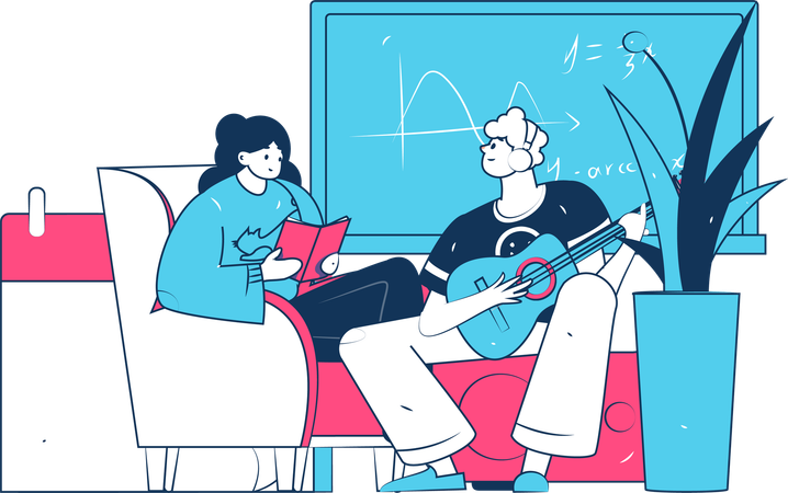 Menino participando de aula de matemática on-line  Ilustração