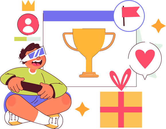 Menino vence competição de jogos online  Ilustração