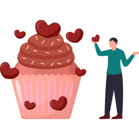 Garoto gosta de cupcakes  Ilustração