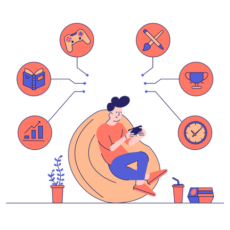 Menino gostando de jogar jogos online  Ilustração