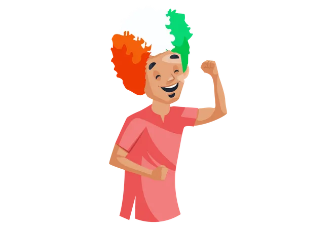 Feliz garoto indiano usando chapéu tricolor  Ilustração