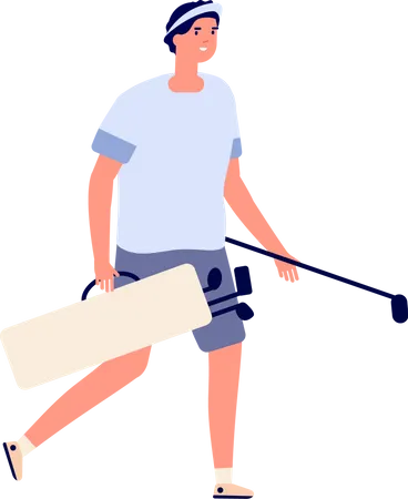 Jogador de menino com taco de golfe  Ilustração