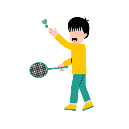 Garotinho jogando badminton  Ilustração