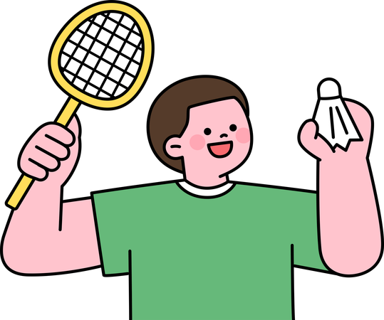 Menino jogando badminton  Ilustração