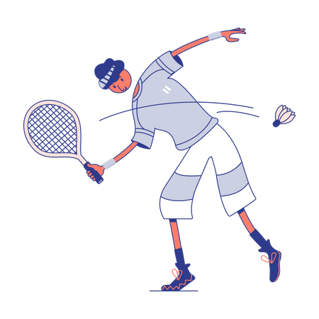 Menino jogando badminton  Ilustração