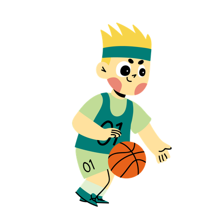 Menino jogando basquete  Ilustração