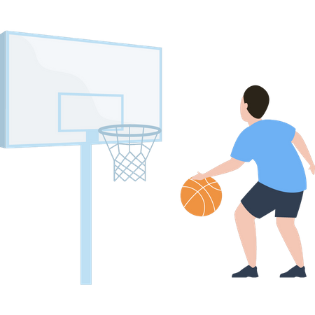 Menino jogando basquete  Ilustração